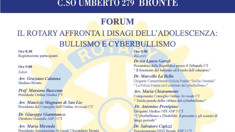 Bronte 12 Maggio: bullismo e cyberbullismo