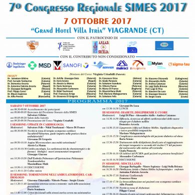 A Viagrande il 7 Ottobre Congresso regionale  SIMES (Specialisti del territorio)