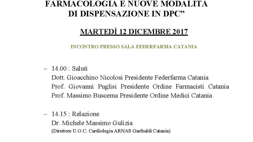 Anticoagulanti orali a Federfarma il 12 Dicembre