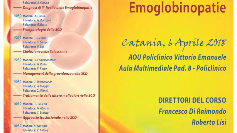 Aggiornamenti sulle Emoglobinopatie il 6 Aprile al Policlinico