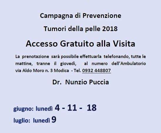 Ragusa, prevenzione dei tumori della pelle