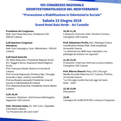 Alla  Baia Verde il 23 Giugno VIII Congresso Odontostomatologico del Mediterraneo