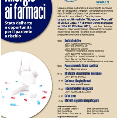 Meeting sulle allergie ai farmaci il 26 Ottobre alla Morgagni