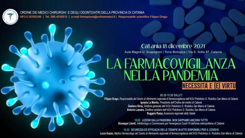 La Farmacovigilanza nella Pandemia: convegno il 18 dicembre a Catania