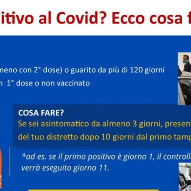 Covid-19, drive-in tamponi di fine isolamento in ogni distretto sanitario: «Obiettivo ‘liberare’ i tanti cittadini al momento bloccati in casa»