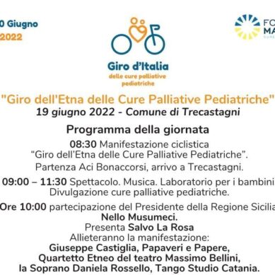 Nel catanese una tappa del “Giro d’italia delle cure palliative pediatriche” – Evento per promuovere un diritto dei bambini che è traguardo di civiltà –