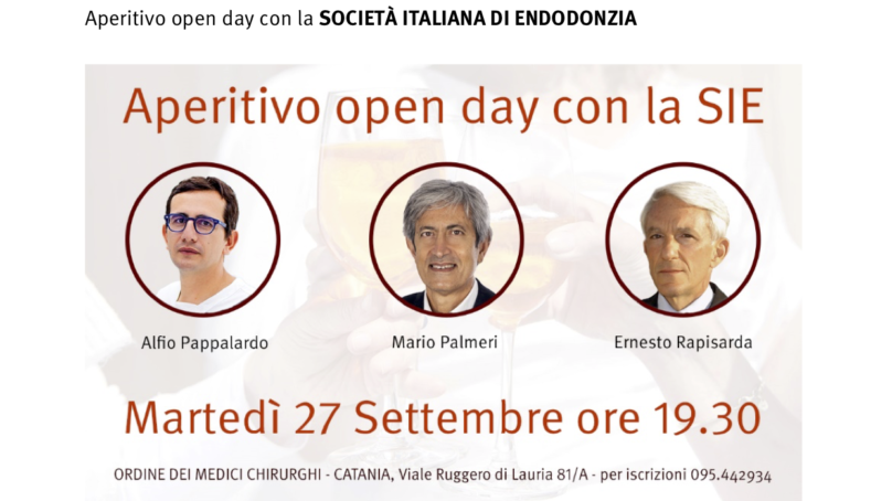 Catania, il 27 settembre “Aperitivo open day con la Società Italiana di Endodonzia”