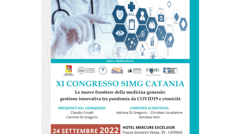 Il 24 settembre al Mercure Hotel l’XI Congresso Simg Catania – Le nuove frontiere della medicina generale, gestione innovativa tra pandemia da COVID-19 e cronicità