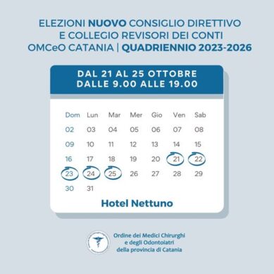Rinnovo direttivo OMCeO di Catania: si vota dal 21 al 25 ottobre all’Hotel Nettuno